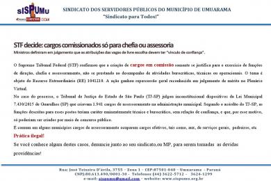 STF DECIDE QUE CARGOS COMISSIONADOS SÓ DE CHEFIA E ASSESSORAMENTO. Foto STF DECIDE QUE CARGOS COMISSIONADOS SÓ DE CHEFIA E ASSESSORAMENTO.